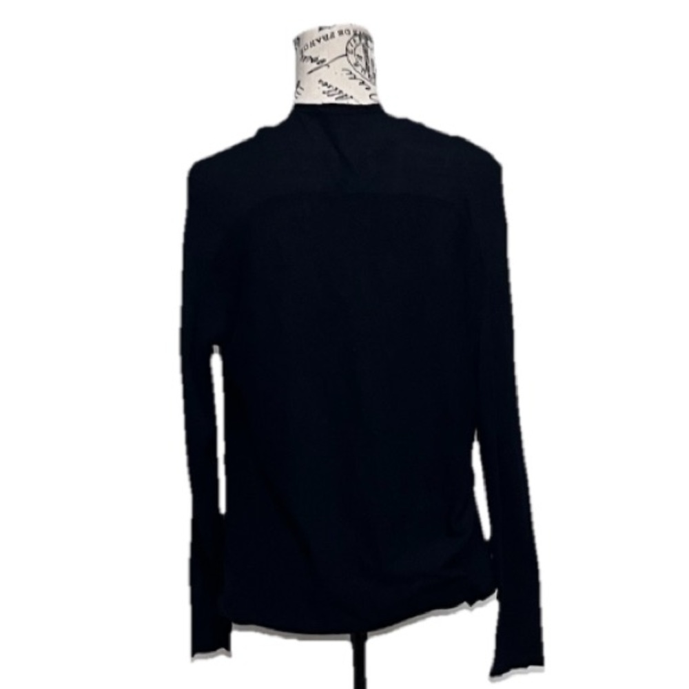 H by Halston Black Long Sleeve Draped Crossover Open Front Cardigan Womens XS - Picture 5 of 9